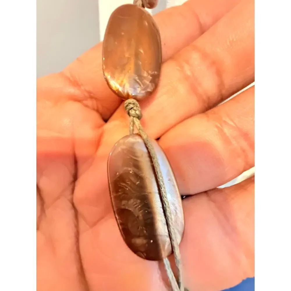 Vintage 50” Copper Tone Bead Lariat Necklace